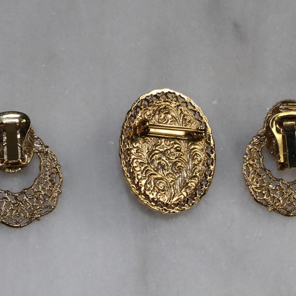 Floral Earrings + Brooch (3pc set) - Picture 4 of 5